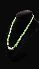 Uranium 18″ Czech faceted AB glass and lampwork bead graduated necklace! Dope!