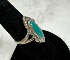 Sterling Silver Signed Turquoise Ring – Vintage Old Pawn – Size 6.25