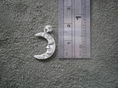 Jezlaine Crescent Moon Vintage Sterling Silver Crystal Bracelet Charm Pendant