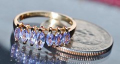 10k yellow gold ring 1.00ct tanzanite pyramid size 7 vintage handmade 2.3g N2872