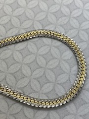 Medici Gold Silver Tone Thick flat Snake Chain Necklace Vintage textured