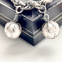 Vintage Celebrity Bracelet Earring Set Faux Pearls Wedding Baubles Dangling