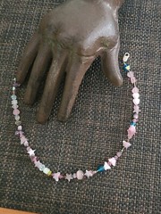 VINTAGE STERLING SILVER GLASS MOONSTONE 12.5 IN ANKLE BRACELET BUTTERFLIES STARS