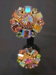 Vintage Graziano Aurora Borealis Clip Earrings