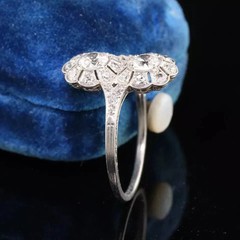 Art Deco Style Round Cut Lab Created Diamond 14k White Gold FN Anniversary Ring