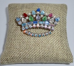 Vintage Signed B DAVID Multi-Color Rhinestone MOTHER’S CROWN Brooch Pin CJ88