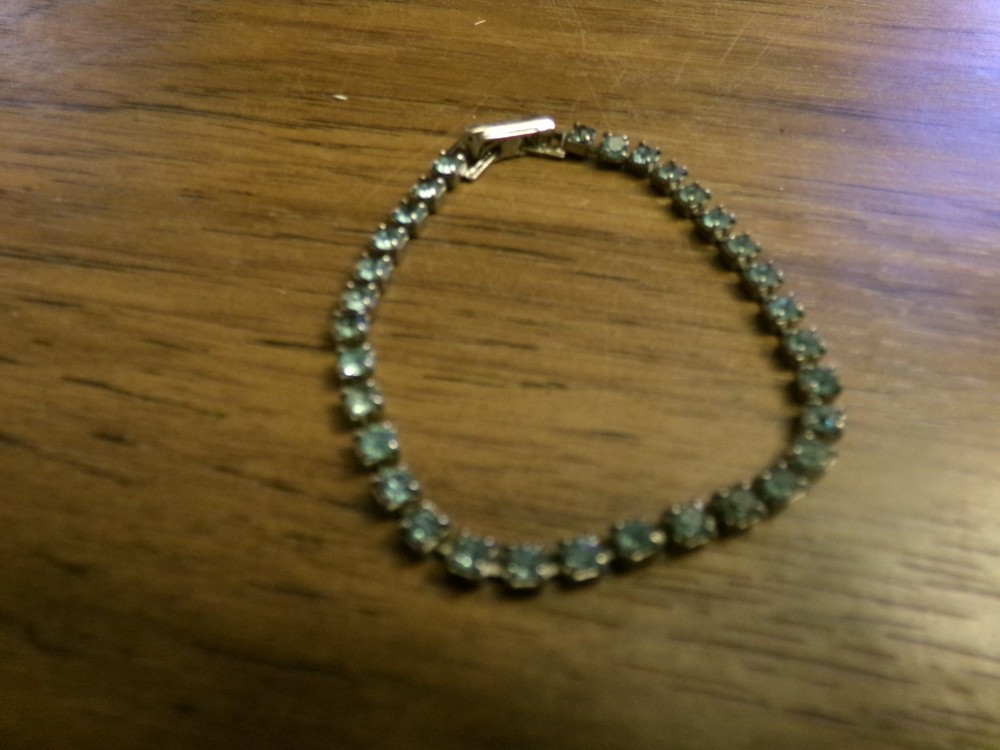Vintage Aqua Blue Rhinestone Bracelet, 6 1/2 in.