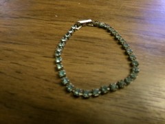 Vintage Aqua Blue Rhinestone Bracelet, 6 1/2 in.