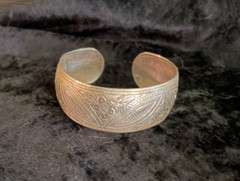 art nouveau silver 835 cuff bracelet, flower decor, 2.25 ” diameter, approx. .8″