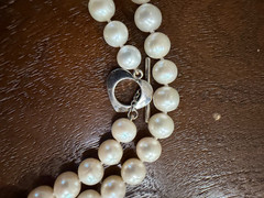 Vintage Hand-Knotted Genuine Freshwater Pearl Necklace 36 in Heart Toggle Clasp