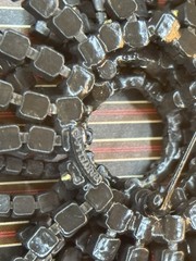 RARE GARNET RHINESTONE VINTAGE FRINGE BROOCH JAPPANED