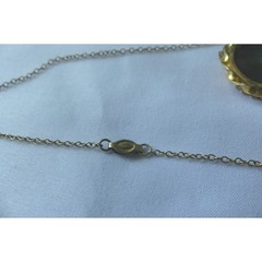 Vtg Cameo Necklace and Screw Back Earrings Set Gold Tone Black Rhinestone 3pc