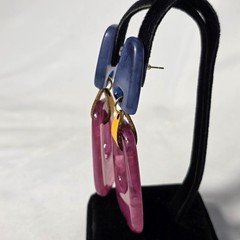 Colorful Acrylic Statement Drop Earrings Multicolored Geometric Shapes