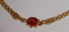 Vintage 14K 14KT Gold Italy Red Enamel Ladybug Link Bracelet Burdick 585 3.4g 🐞