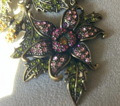 LaVintage Hinged Antiqued Goldtone Metal Flower/ Butterfly Brooch Or Pendant