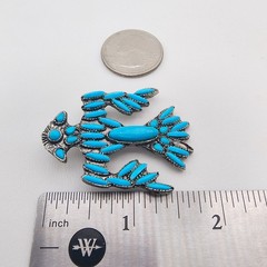 Vintage Thunderbird Brooch Silver Tone Faux Turquoise Southwestern Zuni Style
