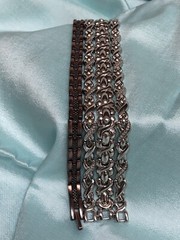 Lot of 4 Silver Tone Copper Tone Links Rhinestones Bracelets