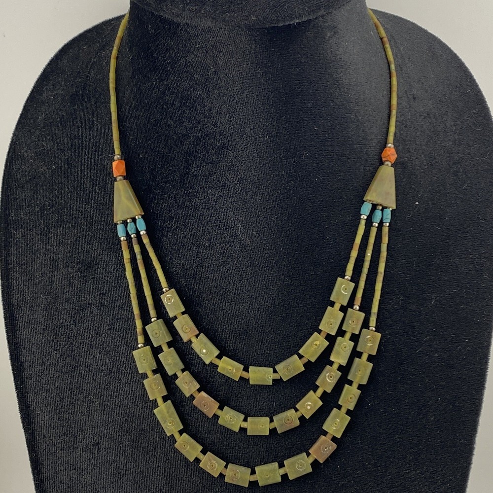 Multi-strand Afghani Jade Amazing Handmade Necklac Wth Unique & Earthy Aesthetic