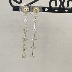 925 Signed Clear Crystal Dangle drop Linear 1 3/4″ long Post Pierced Earrings