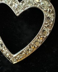 Antique Vintage Diamond Heart Pendant 14k White Gold