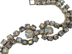 AB Rhinestone Tennis Bracelet Vintage Unsigned 7 Inches Prong
