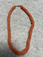 VTG Twist Multi Strand 2.5mm&3.5mm Small Pink Salmon Coral Beaded Necklace *Read