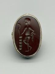 Ancient Greek Mythology Hermes Mercury Intaglio Carnelian Sterling Silver Ring