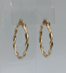 VTG 925 FAS Hoop Earrings 1.25in Sterling Silver 5g Gold Vermeil Twisted Round