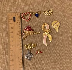 Vintage Lapel Pin Lot Of 9 Heart Mom Cherub Flower Basket Some Signed Avon