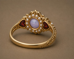 Vintage Star Sapphire Ring Pearl Red Heart Gem Statement Ring Gift