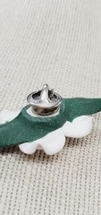 White Dogwood polymer clay Lapel Tie Tack Pin Flower 2″ brw32
