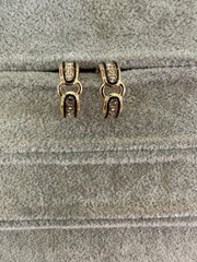 Vtg Signed Swan Swarovski Cuff Huggy Gold Tone Rhinestone Clip On Earrings