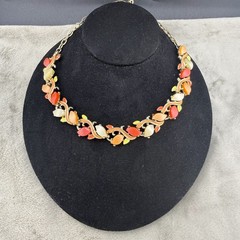 Vintage Thermoset Necklace Orange Yellow Red Bright Spring 16″