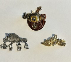Vtg 3 Brooches JJ Signed Noah Ark Designer Don Lin, JJ & AJC Religious Vintage