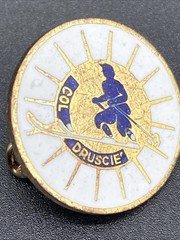 Vintage Col Druscie Cortina Italy Ski Pin Enamel Skier Dolomites 1950s 1960s
