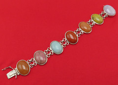 Whitney Kelly Sterling Silver Bracelet Tiger Eye Jasper Gemstones 8.5 in 703f
