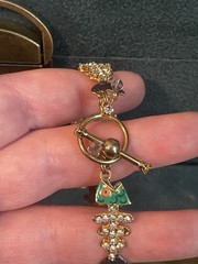 VTG LATR 2GO Glamour Puss Cat Enamel Charm Bracelet 8”