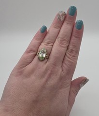 VTG La France 14K Tri-Tone Gold Lab-Created Glowing Green Spinel Ring 6.5 *READ