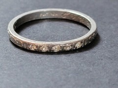 Antique platinum Diamond Ring Band Sz 4 Wedding Anniversary