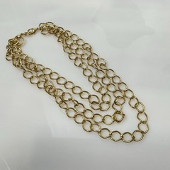 Multi Chain Necklace Gold Tone Linked Chunky Bold Layered 18 In