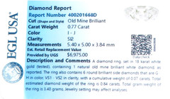 Antique Art Deco 1920’s Diamond Engagement Ring Size 5.5 UK-K1/2 18KW EGL USA