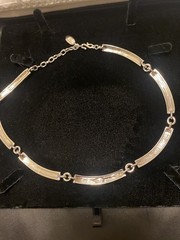 Givenchy Silver Plated Metal Necklace Chain Vintage 1980s Signed Collar