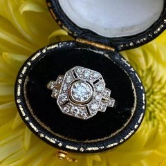Vintage Art Deco Style Round Lab Created Diamond 14K White Gold FN Wedding Ring
