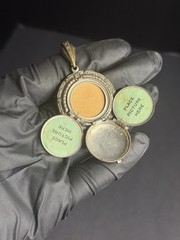 Antique Tri-Folding Locket Photo Frame Pendant Silver Tone Latch 1-1/2″ Vintage