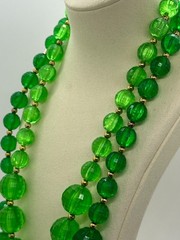 Vintage 1960s Green Lucite Faceted Bead Necklace Chunky Mod MCM