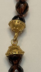 JADED Jewels NY Signed Etruscan Roman Coin Revival Glass Beaded Pendant Necklace