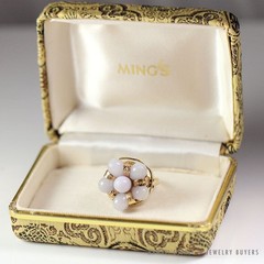 Ming’s Hawaii Lavender Jade 14K Yellow Gold Cluster Ring Size 5.75 w/ Box