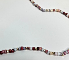 Necklace Gold Red White Pink Beads Vintage Estate 36″-Versitile- Ships From USA