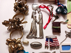 Lot of Odd Metal Items Belt buckles, ornaments, stop watch, rings, key chain +