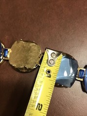 For Parts / TLC VTG Lucite Cabochon Clear Blue 5 Link Bracelet Thermoset Jewelry